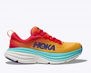 Chaussure Running HOKA Bondi 8 Femme Orange Rouge Turquoise | 1850BDYLJ