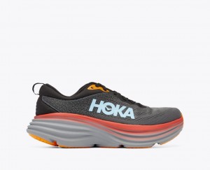 Chaussure Running HOKA Bondi 8 Homme Grise Foncé Rouge Noir | 7159AWCGV