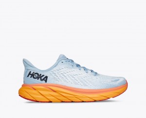 Chaussure Running HOKA Clifton 8 Femme Bleu Clair Blanche Orange | 3064QPASI