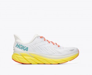 Chaussure Running HOKA Clifton 8 Homme Blanche Jaune | 9762ILOHY