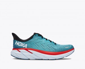 Chaussure Running HOKA Clifton 8 Homme Turquoise Rouge | 6052LEQRH