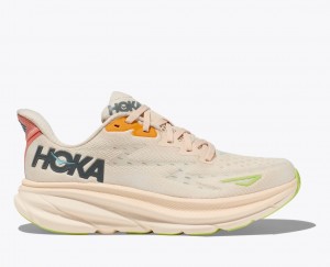 Chaussure Running HOKA Clifton 9 Femme Beige Clair Multicolore | 6981RUIKV