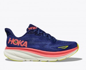 Chaussure Running HOKA Clifton 9 Femme Bleu Marine Corail | 4518EYOZD