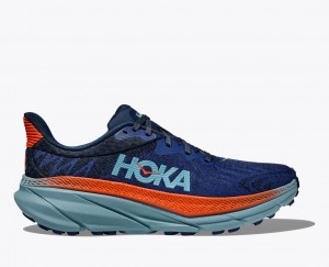 Chaussure Trail Running HOKA Challenger 7 Homme Bleu Foncé Orange | 1975YSWCA