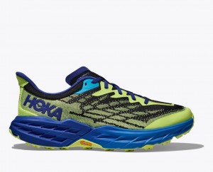 Chaussure Trail Running HOKA Speedgoat 5 Homme Vert Noir Bleu | 4962GZLHP