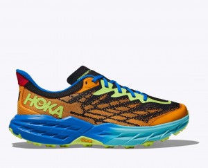 Chaussure Trail Running HOKA Speedgoat 5 Homme Orange Noir Bleu | 7160ZGXNR