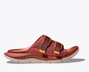 Slide HOKA Ora Luxe Homme Rouge Marron | 7803KSFJO