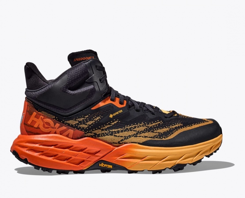 Botte Randonnée HOKA Speedgoat 5 Mid GTX Homme Noir Orange | 8132ELDRJ