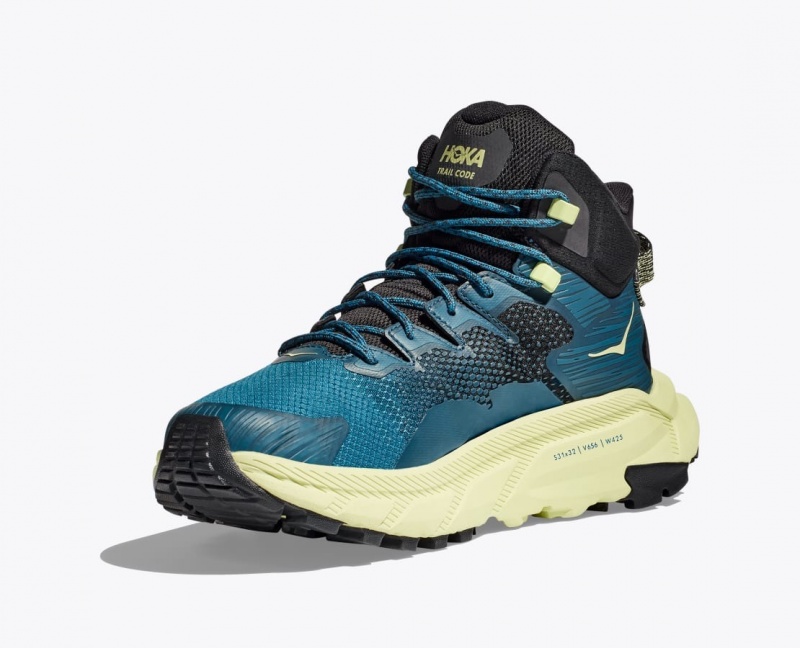 Botte Randonnée HOKA Trail Code GTX Homme Bleu Noir Vert Clair | 0132DAZSV