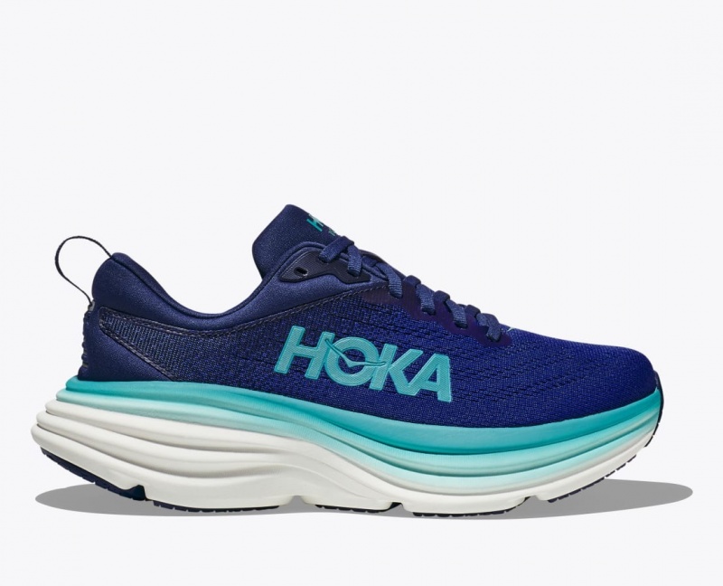 Chaussure Running HOKA Bondi 8 Femme Bleu Marine Turquoise | 6815GFCPD