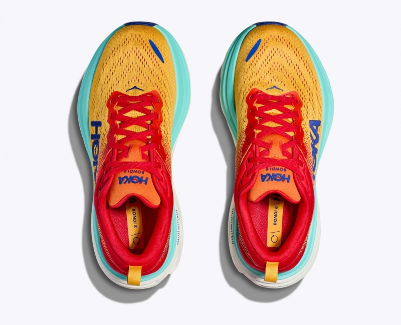 Chaussure Running HOKA Bondi 8 Femme Orange Rouge Turquoise | 1850BDYLJ