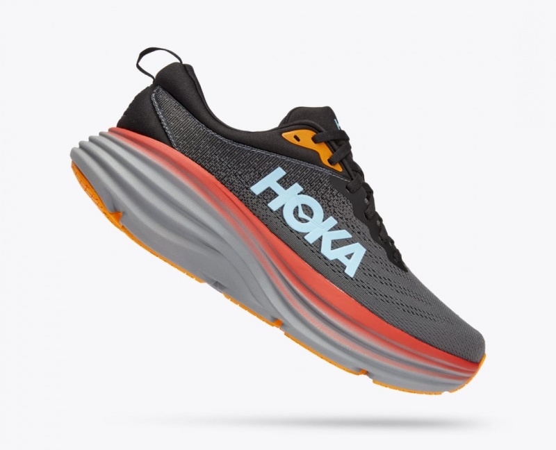 Chaussure Running HOKA Bondi 8 Homme Grise Foncé Rouge Noir | 7159AWCGV