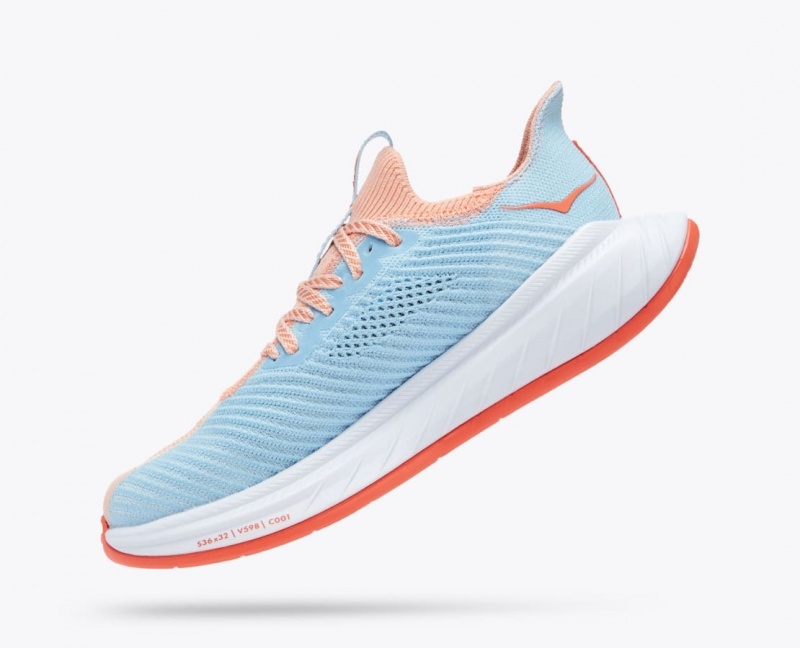 Chaussure Running HOKA Carbon X 3 Femme Corail Bleu Clair | 1479YBVEZ