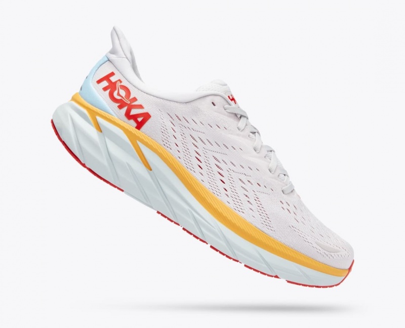 Chaussure Running HOKA Clifton 8 Homme Blanche Orange Rouge | 7302DTREQ