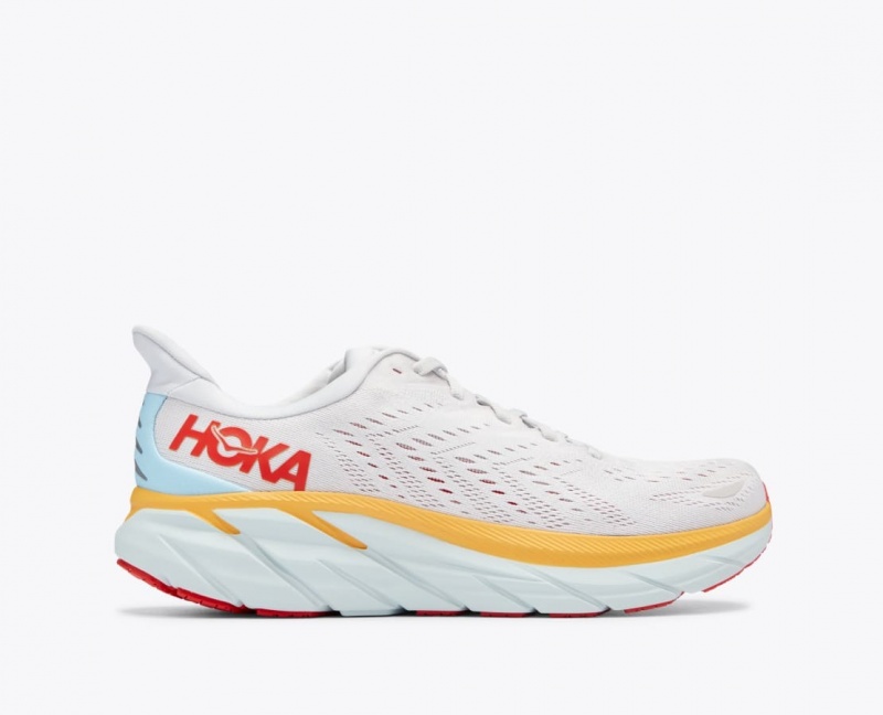 Chaussure Running HOKA Clifton 8 Homme Blanche Orange Rouge | 7302DTREQ