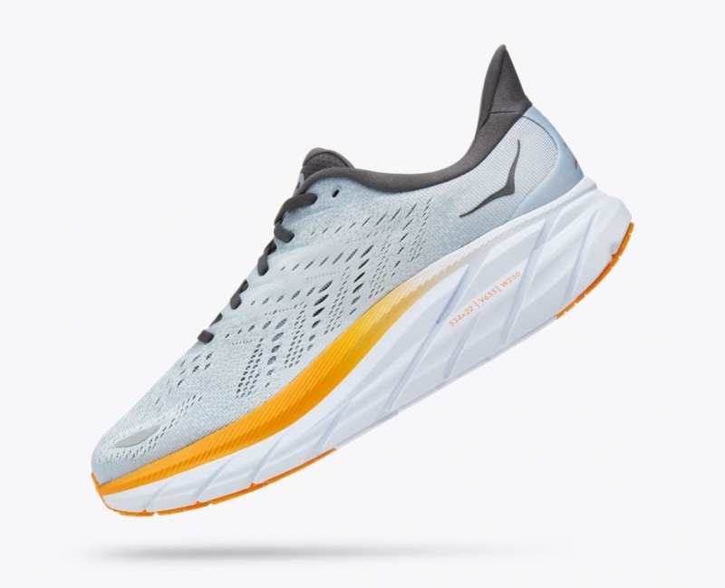 Chaussure Running HOKA Clifton 8 Homme Bleu Clair Orange | 3025HMEKJ