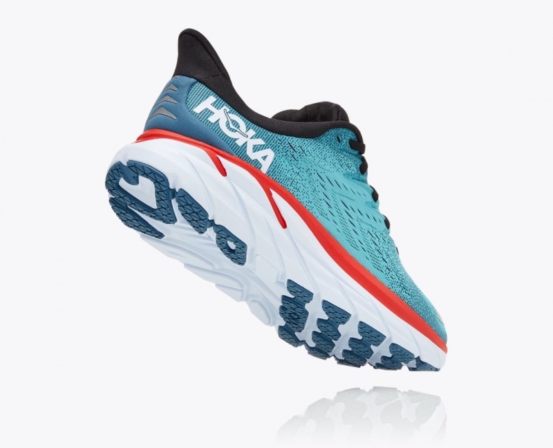 Chaussure Running HOKA Clifton 8 Homme Turquoise Rouge | 6052LEQRH