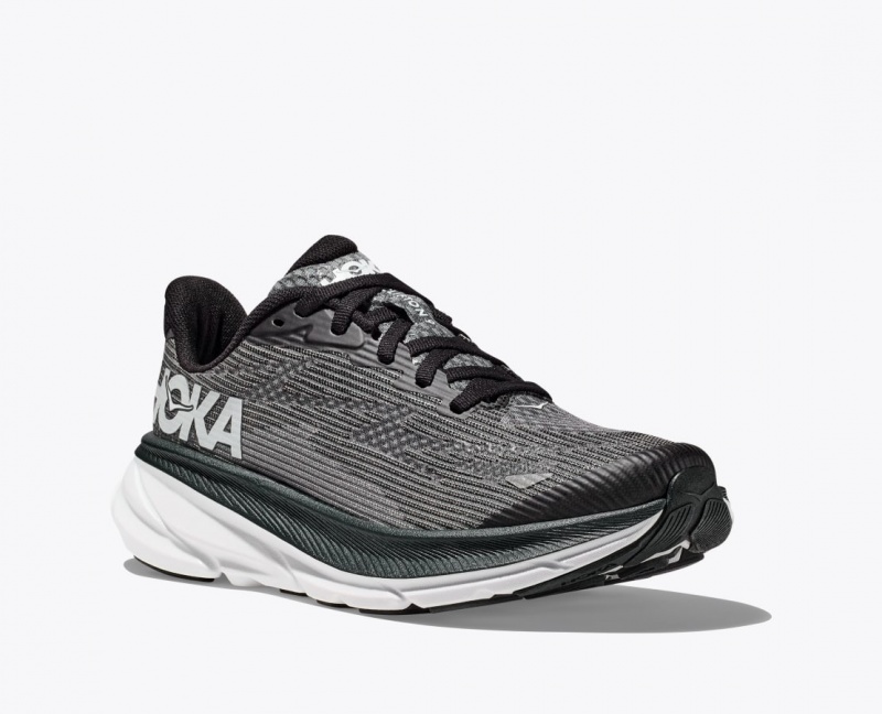 Chaussure Running HOKA Clifton 9 Enfant Noir Blanche | 2019GDQPB