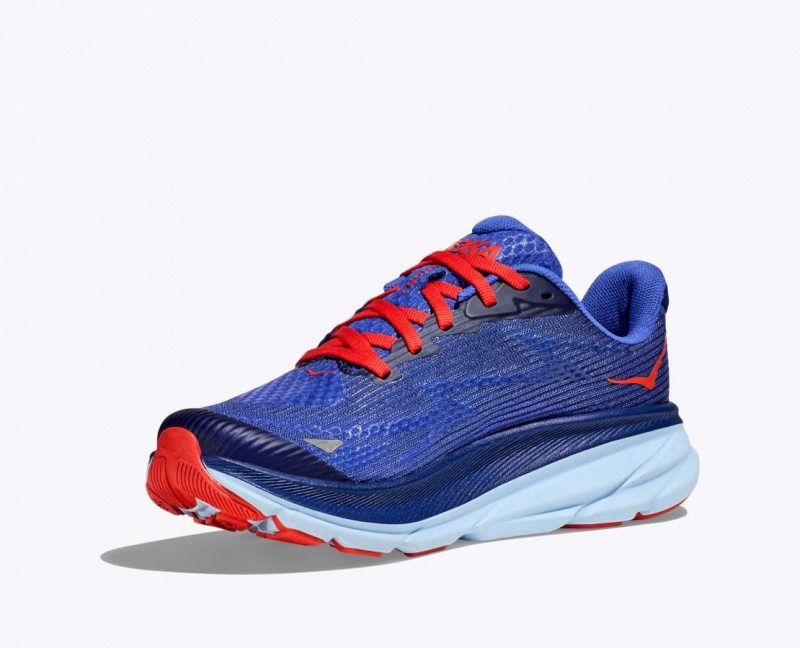 Chaussure Running HOKA Clifton 9 Enfant Bleu Foncé Rouge | 7419SEUMG