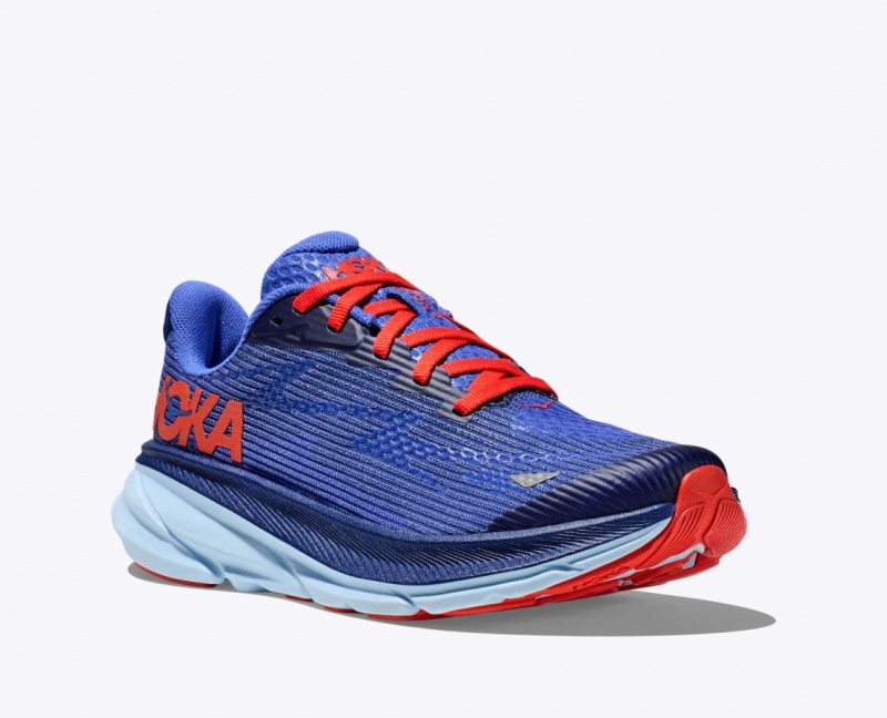 Chaussure Running HOKA Clifton 9 Enfant Bleu Foncé Rouge | 7419SEUMG