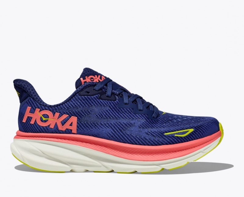 Chaussure Running HOKA Clifton 9 Femme Bleu Marine Corail | 4518EYOZD