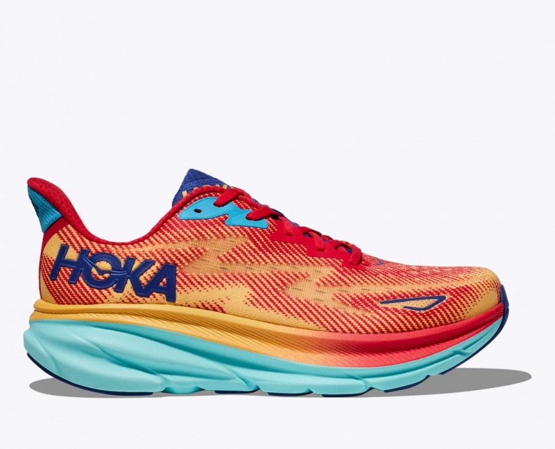 Chaussure Running HOKA Clifton 9 Femme Orange Rouge Bleu | 2569CWRZO