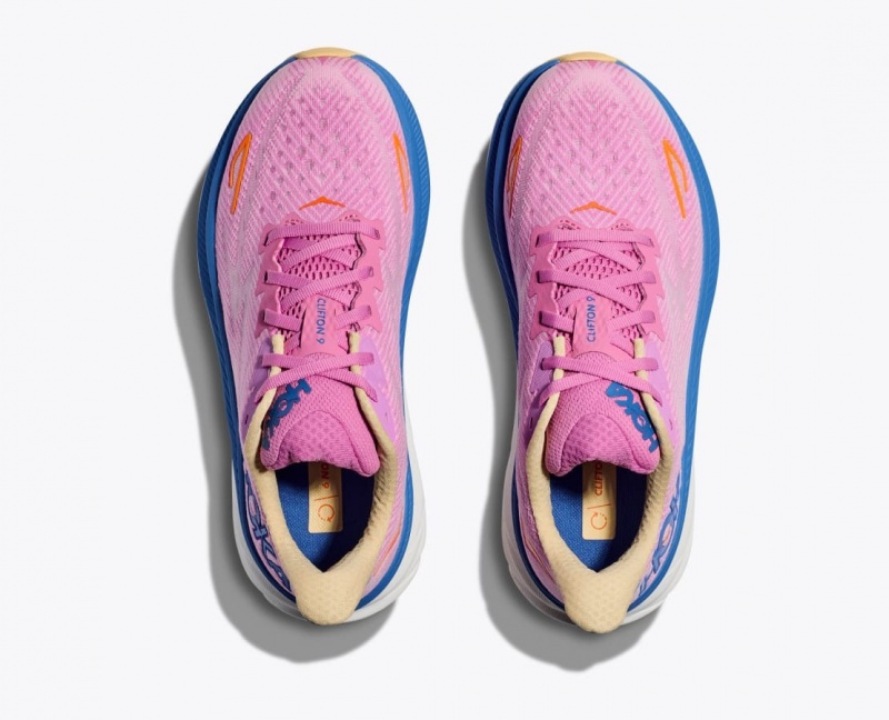 Chaussure Running HOKA Clifton 9 Femme Rose Bleu | 2450DRUML