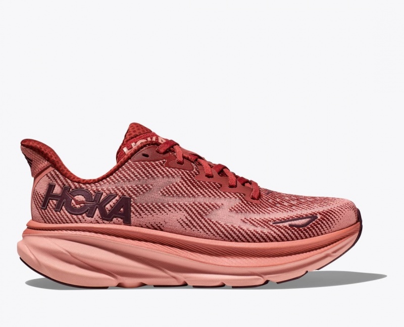 Chaussure Running HOKA Clifton 9 Femme Rouge Marron Beige | 1258FXEIB