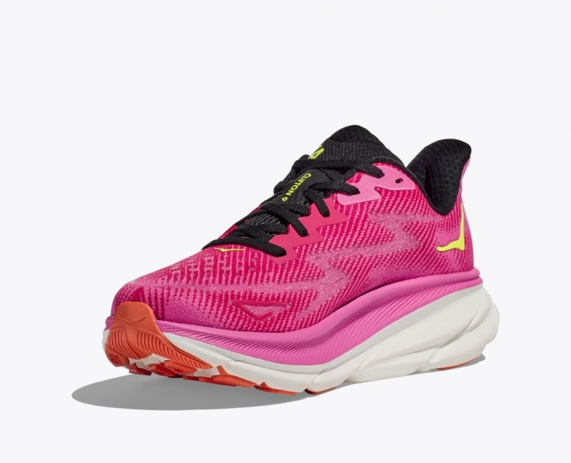 Chaussure Running HOKA Clifton 9 Femme Rose Noir | 4695ZKECV