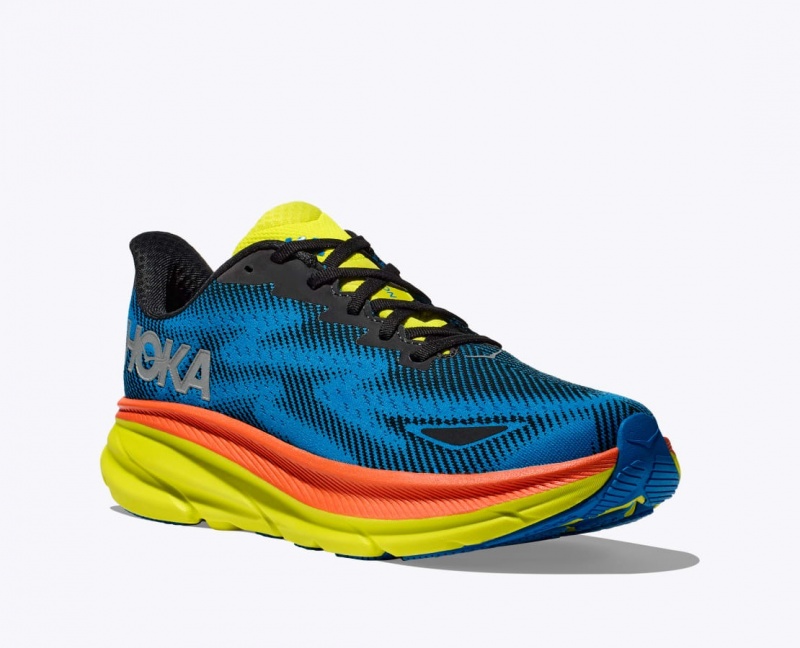 Chaussure Running HOKA Clifton 9 GTX Femme Bleu Noir Vert | 8967QPFMD