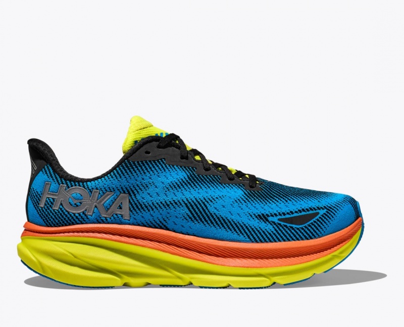 Chaussure Running HOKA Clifton 9 GTX Femme Bleu Noir Vert | 8967QPFMD