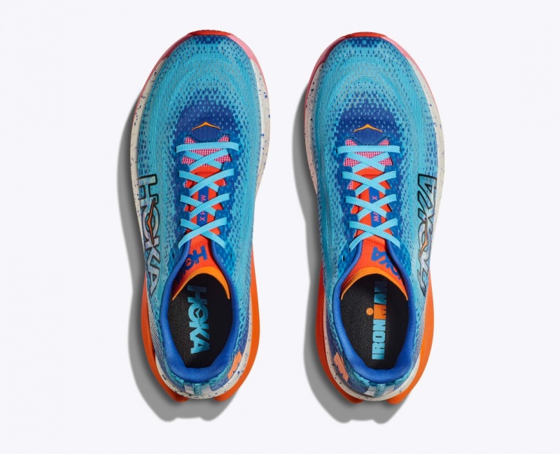 Chaussure Running HOKA IRONMAN Mach X Homme Bleu Blanche Corail | 9842AJGVQ