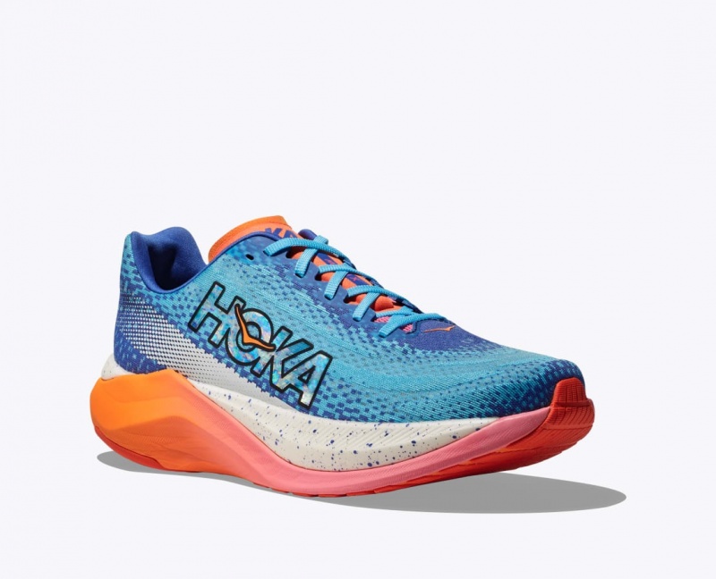 Chaussure Running HOKA IRONMAN Mach X Homme Bleu Blanche Corail | 9842AJGVQ