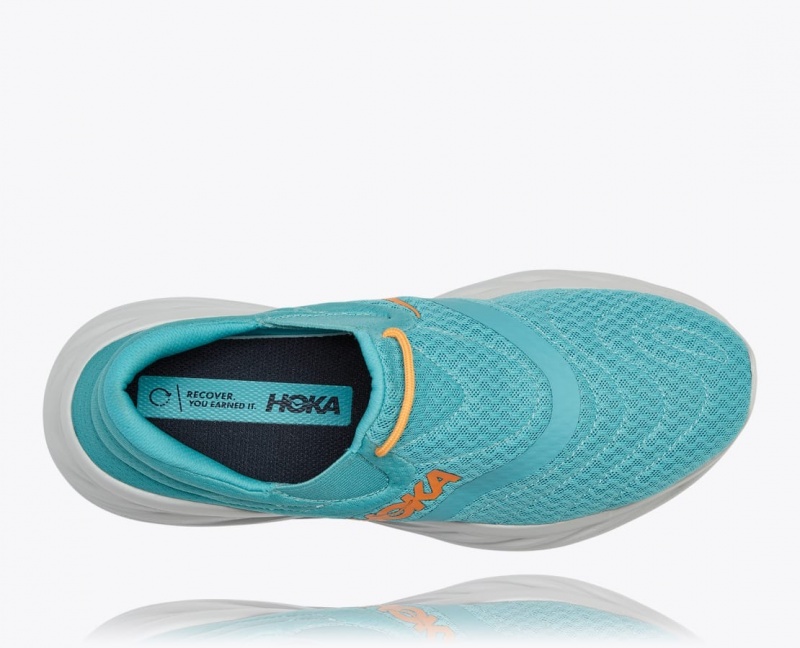 Chaussure Slip On HOKA Ora Recovery 2 Homme Turquoise Blanche | 7895TIJYN