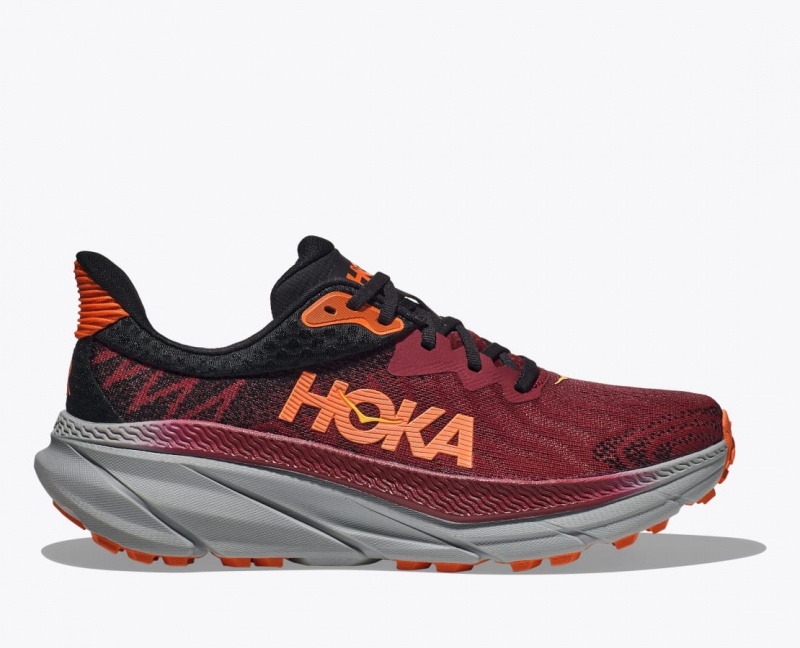 Chaussure Trail Running HOKA Challenger 7 Homme Rouge Foncé Noir | 7245VIEAR