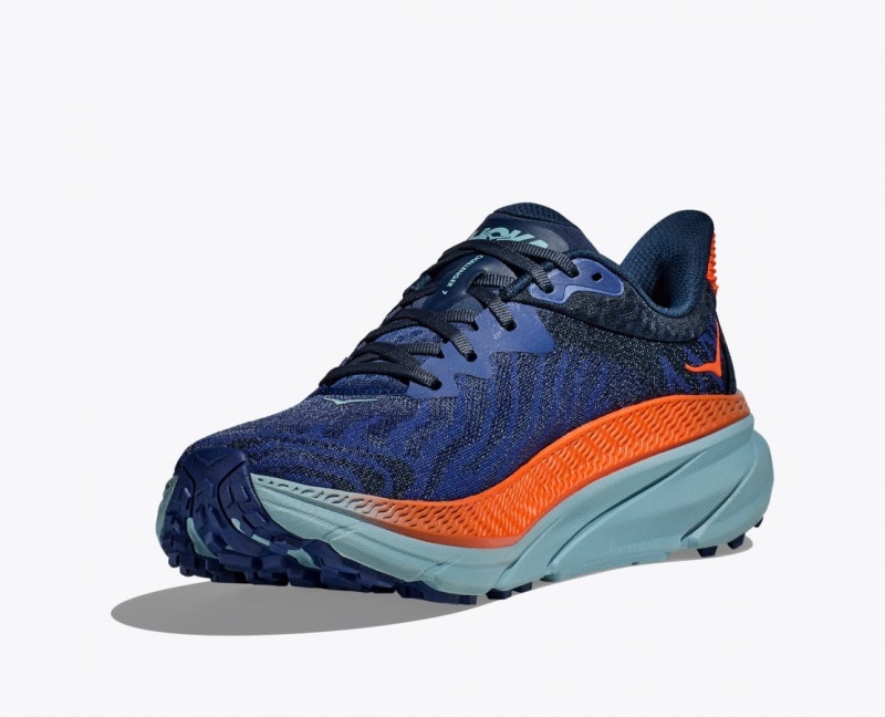 Chaussure Trail Running HOKA Challenger 7 Homme Bleu Foncé Orange | 1975YSWCA