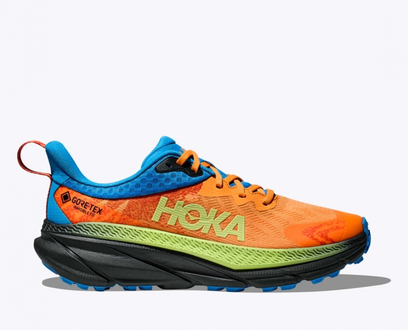 Chaussure Trail Running HOKA Challenger 7 GTX Homme Orange Vert Bleu | 5812RLOUE