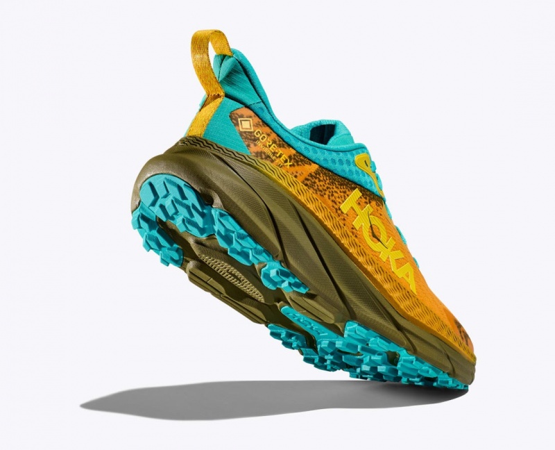 Chaussure Trail Running HOKA Challenger 7 GTX Homme Orange Vert Olive Turquoise | 5143DXEVQ