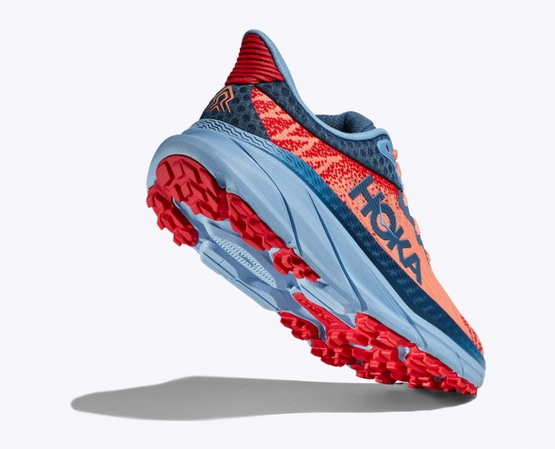 Chaussure Trail Running HOKA Challenger 7 Femme Corail Bleu Foncé | 5746PMKBN