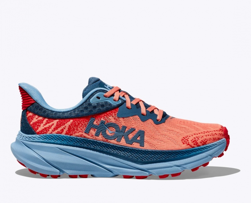 Chaussure Trail Running HOKA Challenger 7 Femme Corail Bleu Foncé | 5746PMKBN