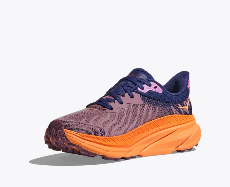 Chaussure Trail Running HOKA Challenger 7 Femme Violette Clair Bleu Marine | 9706HUJAK