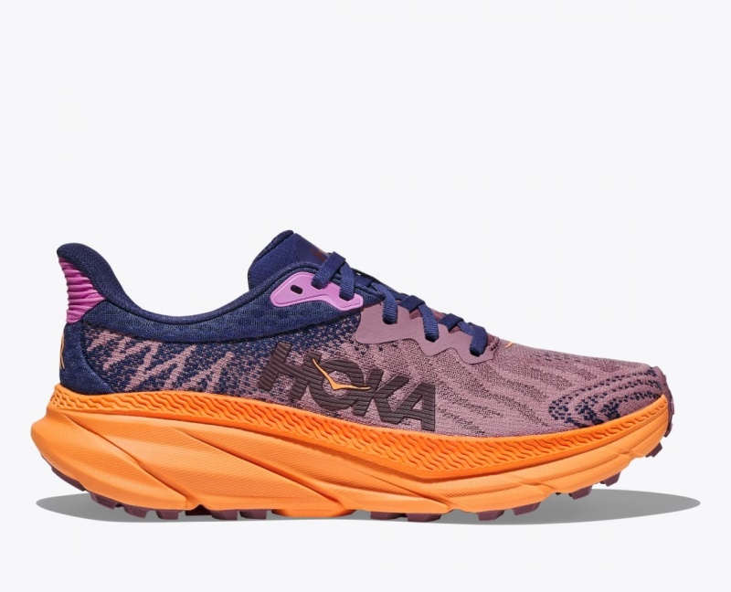 Chaussure Trail Running HOKA Challenger 7 Femme Violette Clair Bleu Marine | 9706HUJAK