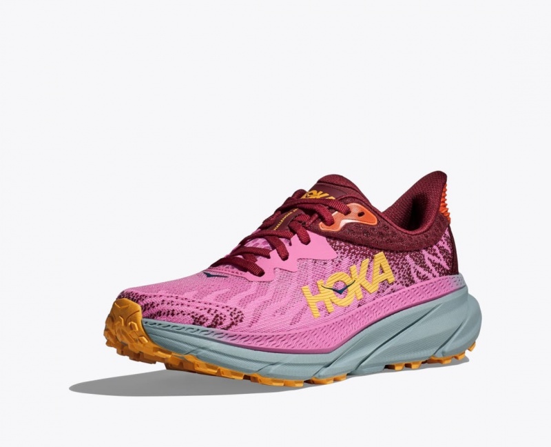 Chaussure Trail Running HOKA Challenger 7 Femme Rose Rouge Foncé | 5810GKZIJ