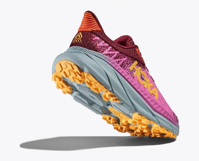 Chaussure Trail Running HOKA Challenger 7 Femme Rose Rouge Foncé | 5810GKZIJ