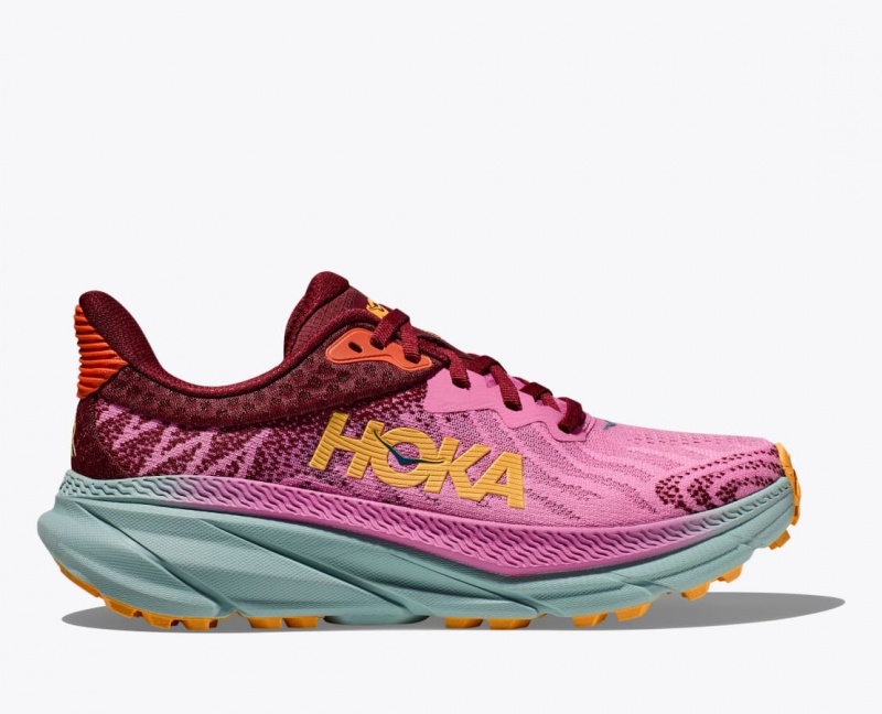 Chaussure Trail Running HOKA Challenger 7 Femme Rose Rouge Foncé | 5810GKZIJ