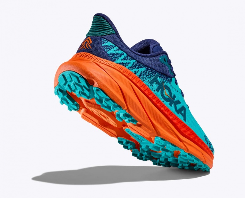 Chaussure Trail Running HOKA Challenger 7 Femme Turquoise Bleu Marine | 6237ZSBHO