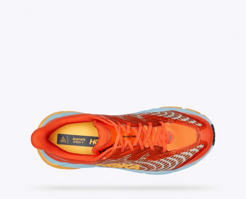 Chaussure Trail Running HOKA Mafate Speed 4 Homme Corail Bleu Clair Orange | 9624VCAXB