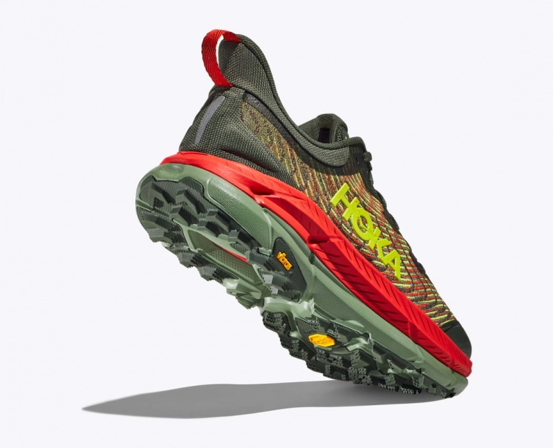 Chaussure Trail Running HOKA Mafate Speed 4 Homme Vert Olive Rouge | 8523SMAEN