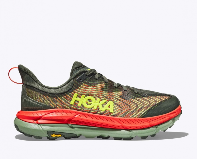 Chaussure Trail Running HOKA Mafate Speed 4 Homme Vert Olive Rouge | 8523SMAEN