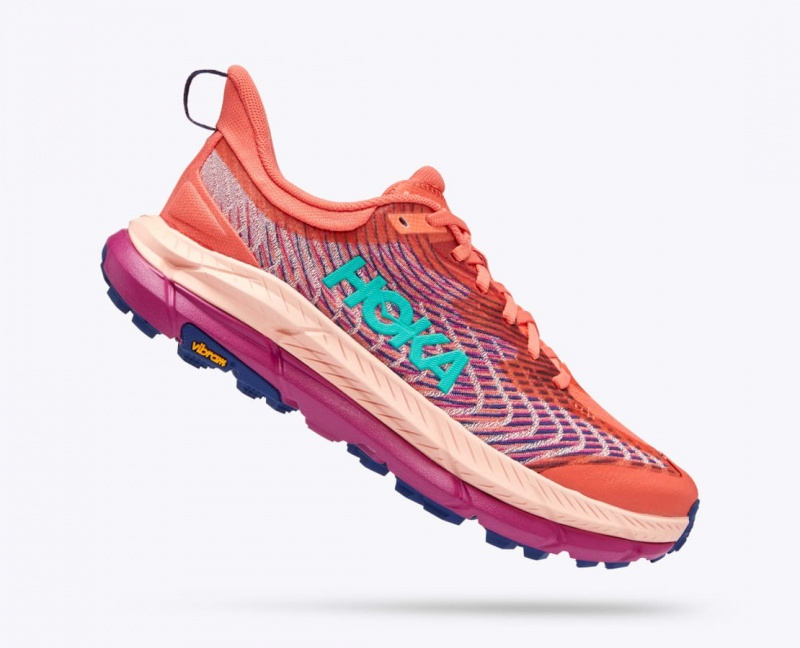 Chaussure Trail Running HOKA Mafate Speed 4 Femme Corail Rouge | 1798XJDZC